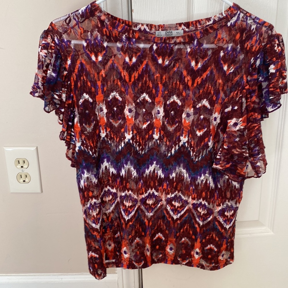 ZARA Ruffled sleeved shirt